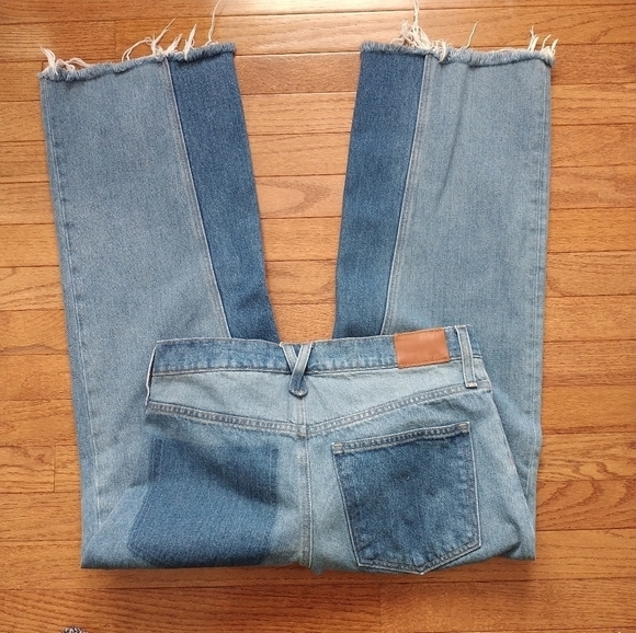 J. Crew Sim Wide Leg Jean Patchwork Raw Hem Sz 30 - Picture 4 of 15